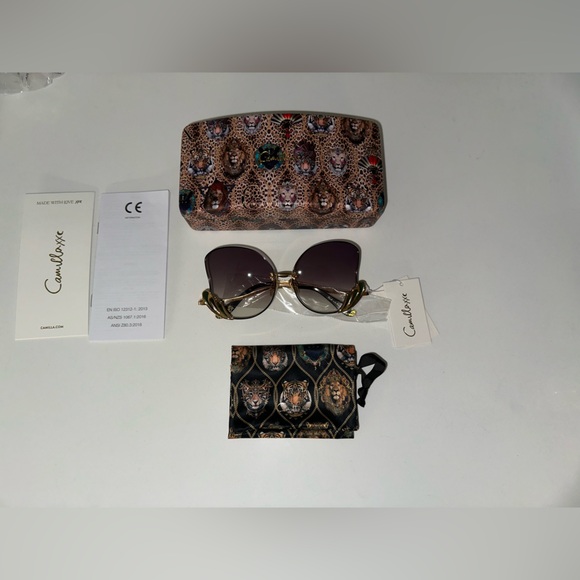 Camilla “Goddess Energy” black emerald marble square oversized boho sunglasses